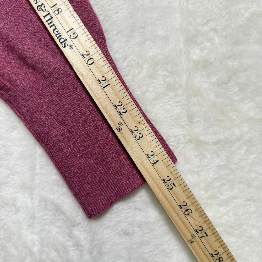 LOFT Sweater Womens XL Pink V-Neck Long Sleeve Fine Knit Ribbed Hem Casual Berry